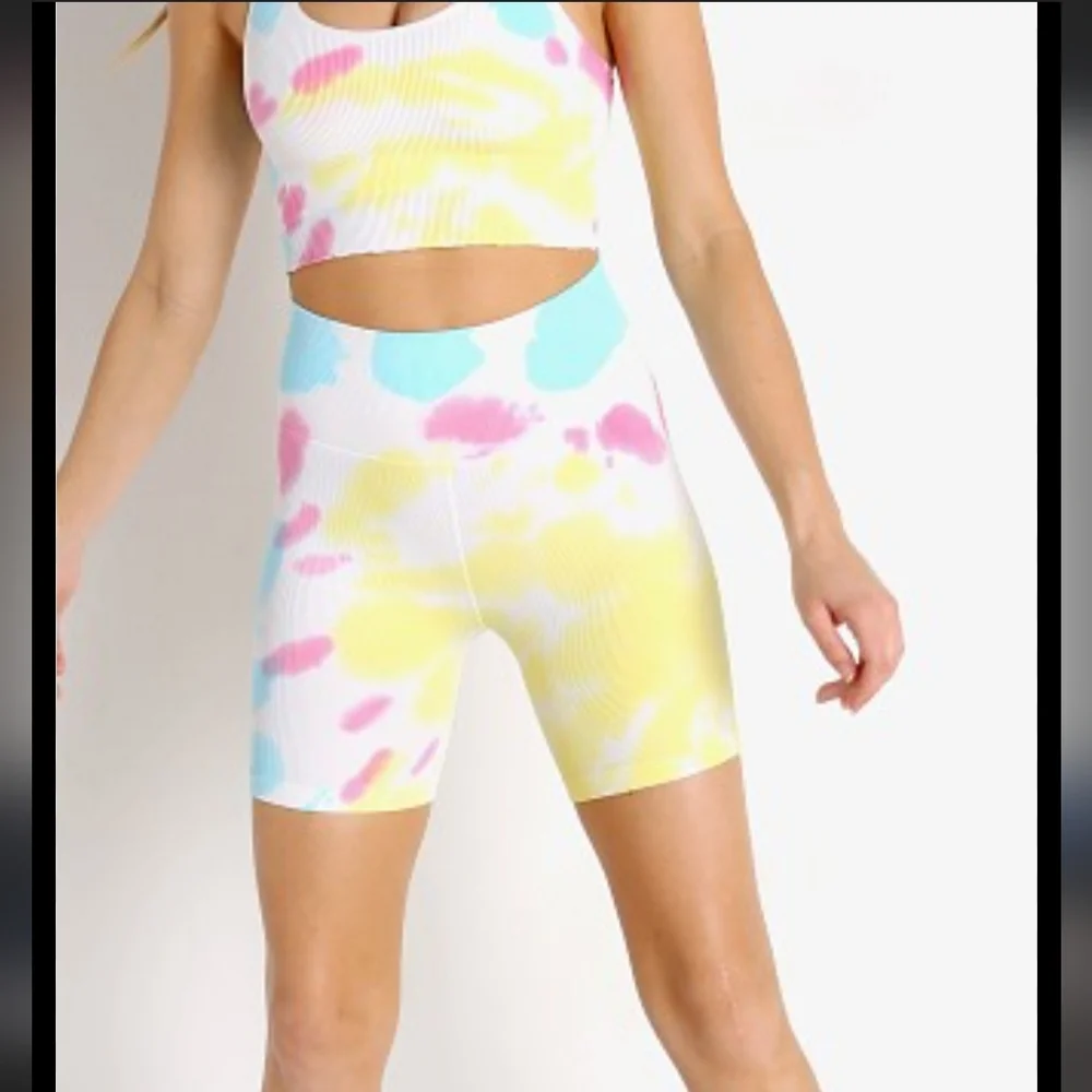 Spiritual Gangster Crop Top Bra Biker Shorts Tie Dye Set - Picture 2 of 15